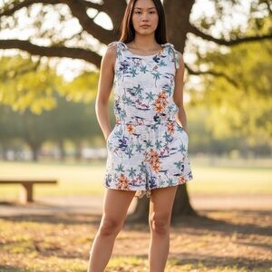 Old Navy Tropical Flamingo Romper Size Small Palm Tree Hawaiian Print Outfit